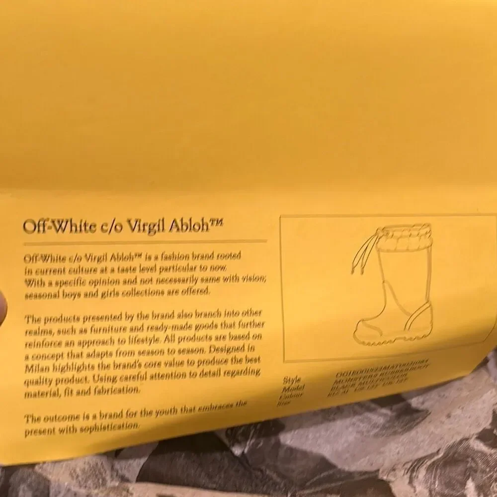 Off-White Kids Size 31 Monsters Graphic Rainboots Black Cartoon Print Luxury New